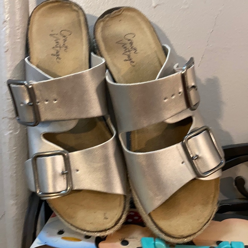 Crown vintage Polly silver slide platform sandal
